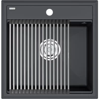 Кухонная мойка Paulmark Stepia PM115051-AN+R375-BS 50x51 см, антрацит