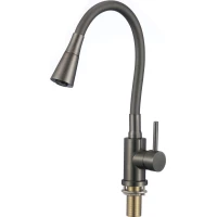 Смеситель для кухни Savol S-3002QM-06 с гибким изливом, графит