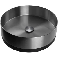 Раковина-чаша Abber Wasser Kreis AF2410BGM 40x40 см, накладная, оружейная сталь матовый/черный матовый