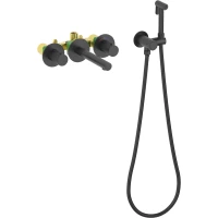 Термостат для раковины Timo Saona 2383/03SM встраиваемый, с гигиеническим душем, черный матовый