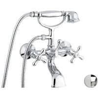 Смеситель для ванны Emmevi Deco Classic 12011/BC с душевым гарнитуром, хром/белый