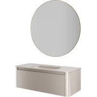 Комплект мебели Armadi Art Voi Stonefinish Cashmere 782-120-SF-C + 786-120-SF-C без отв. + 545-120-G 122 см, подвесной, кашемировый камень матовый