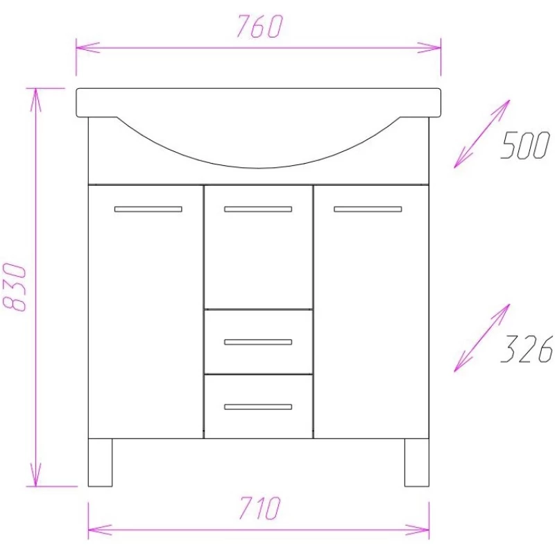 Комплект мебели белый глянец 76 см с бельевой корзиной Onika Моника 107502 + 1WH110259 + 207507