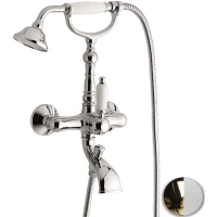 Смеситель для ванны Emmevi Laguna 40011/BO с душевым гарнитуром, золотой/белый