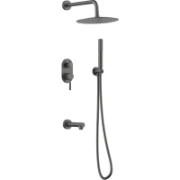 Душевой комплект GID Edessa L070-GM-VD3 250 мм, со смесителем, вороненая сталь матовый