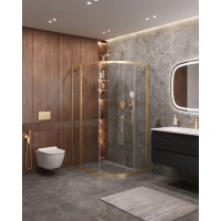 Душевой уголок Cezares Molveno MOLVENO-RH-1-120/90-C-BORO-IV 120x90 см, профиль золотой матовый, стекло прозрачное