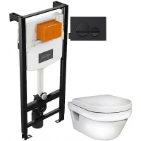 Комплект подвесной унитаз Gustavsberg Hygienic Flush 5G84HR01 + система инсталляции Jacob Delafon E24156-NF + E20859-7-BMT