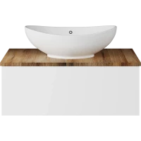 Тумба под раковину Misty Ива П-Ива-01080-951Я 80 см, подвесная, со столешницей, белый глянец/каштан