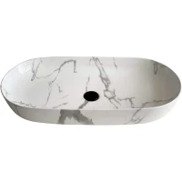 Раковина-чаша CeramaLux 350 81x41 см, накладная, белый мрамор