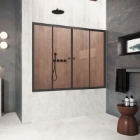 Шторка на ванну Vegas Glass Z2V Protec 175 02М 05 175 см, профиль черный матовый, стекло бронза