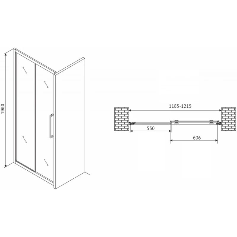 Душевая дверь 120 см Abber Schwarzer Diamant AG30120MH матовое