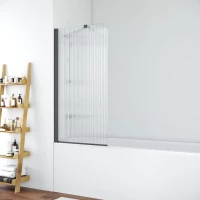 Шторка на ванну Vegas Glass EV LUX ST 76 02M Moru L 76 см L, профиль черный матовый, стекло рифленое