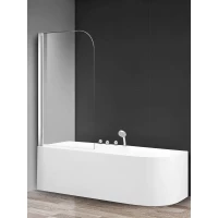 Шторка на ванну AQUAme AQM2851 80 см, профиль хром, стекло прозрачное