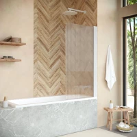 Шторка на ванну Vegas Glass EV NOVO 60 01 Moru R 61 см R, профиль белый, стекло рифленое