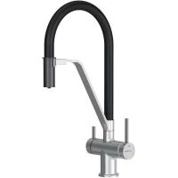 Смеситель для кухни AM.PM Func F8F07812 CoolStart, с подключением к фильтру, гибким изливом, сатин/черный