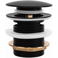 Донный клапан для ванны Rea REA-W2006 с переливом, черный матовый