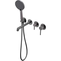 Смеситель для ванны Raglo R20.32.09 встраиваемый, с душевым гарнитуром, графит матовый