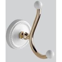 Крючок Devon&Devon Dorothy DOR413OT двойной, для ванны, светлое золото/белый