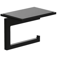 Держатель туалетной бумаги Kludi Vela C 3197139 с полкой для телефона, черный матовый