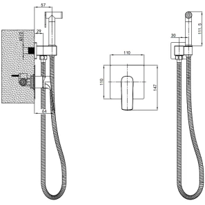 Изображение товара гигиенический душ splenka s30.53.06 со смесителем, черный матовый