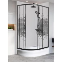 Душевой уголок с поддоном Мономах 100/70/180 МЗ BL R 10000012458 100x70 см R, профиль черный матовый, стекло интимато