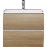 Тумба с раковиной Uperwood Barsa 2930205646 60 см, подвесная, белый матовый/дуб сонома