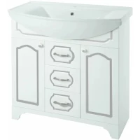 Тумба белый глянец серебряная патина 82,7 см Bellezza Тиффани 4630514110399