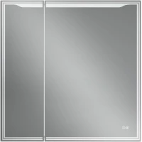 Зеркальный шкаф Art&Max Merano AM-Mer-800-800-2D-R-DS-F 80x80 см R, с LED-подсветкой, сенсорным выключателем, диммером, антизапотеванием, белый матовый