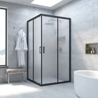 Душевой уголок Vegas Glass ZA NOVO h2000 80 02M 10 80x80 см, профиль черный матовый, стекло сатин