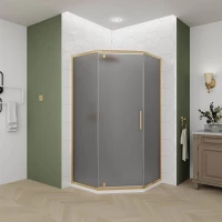 Душевой уголок Veconi Ottimo OP10G-100100-12-C9 100x100 см, профиль золотой матовый, стекло тонированное матовое