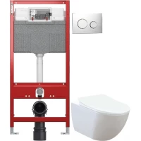 Комплект подвесной унитаз Creavit Free FE320-11CB00E-0000 + KC0903.02.0000E + система инсталляции TECE 9300302 + 9240921