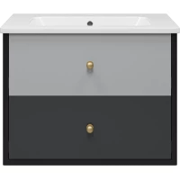 Тумба под раковину Brevita 50 Shades of Grey Кристиан Кри-06080-01-012Я 75 см, подвесная, черный матовый/светло-серый матовый/темно-серый матовый