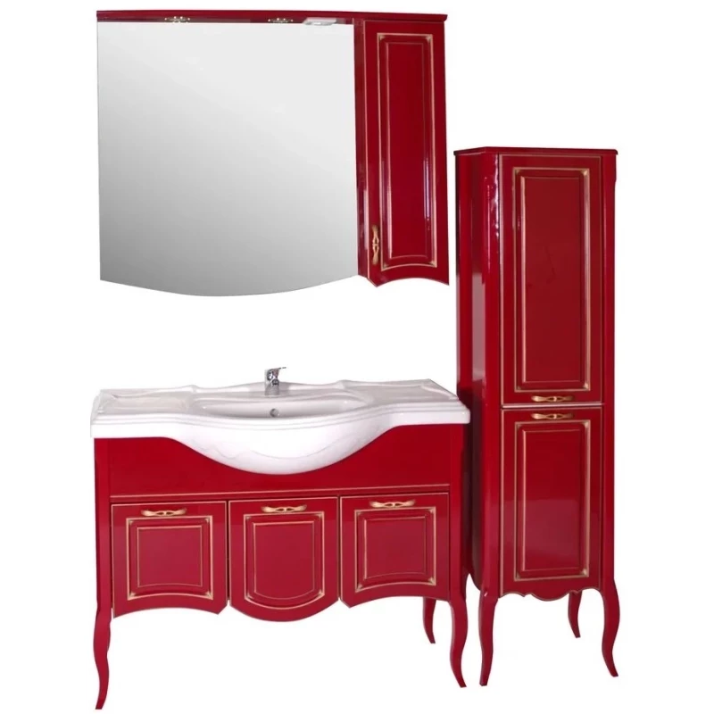 Зеркальный шкаф 102,6x87,9 см красный золотая патина ASB-Woodline Эмили