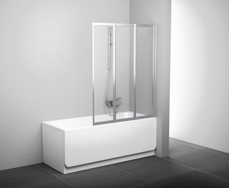 Шторка для ванны складывающаяся трехэлементная Ravak VS3 115 белая+рейн 795S010041