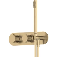 Термостат для ванны Feramolli Dante OS8843F встраиваемый, с душевым гарнитуром, золотой матовый