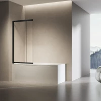 Шторка для ванны Vincea VSB-6E900CLB-L 90 см L, профиль черный матовый, стекло прозрачное