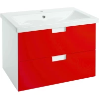 Тумба с раковиной красный глянец/белый глянец 70 см Bellezza Пегас 4630411270035 + 4690311050410