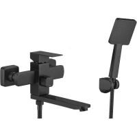 Смеситель для ванны Fmark FS8104H с душевым гарнитуром, черный матовый