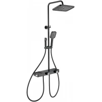 Душевая система Wonzon & Woghand Shelf WW-B4161-MB 300x200 мм, с термостатом, черный матовый