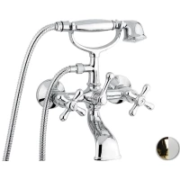 Смеситель для ванны Emmevi Deco Classic 12011/BO с душевым гарнитуром, золотой/белый