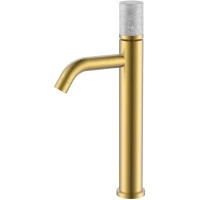 Смеситель для раковины Boheme Stick Mramor Grey 122-MG-MR-GR золотой матовый/серый мрамор