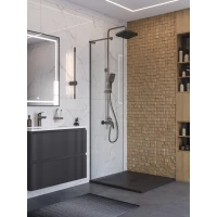 Душевая перегородка BelBagno Uno UNO-L-1-TB-60-C-GM 60 см, профиль оружейная сталь матовый, стекло прозрачное