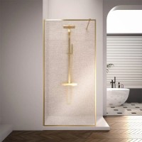 Душевая перегородка Veconi Korato KR81GL-110-10-C4 110 см, профиль золотой матовый, стекло ламинированное золото