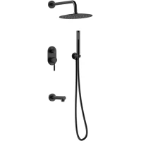 Душевой комплект GID Edessa L070-BM-VD3 250 мм, со смесителем, черный матовый