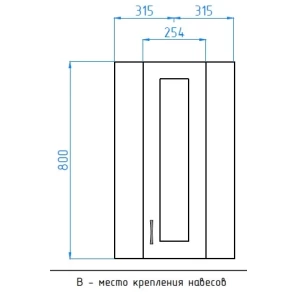 Изображение товара шкаф одностворчатый подвесной 31,5x80 см белый глянец style line лс-00000134