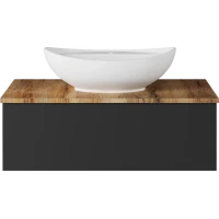 Тумба под раковину Misty Ива П-Ива-01090-481Я 90 см, подвесная, со столешницей, графит матовый/каштан