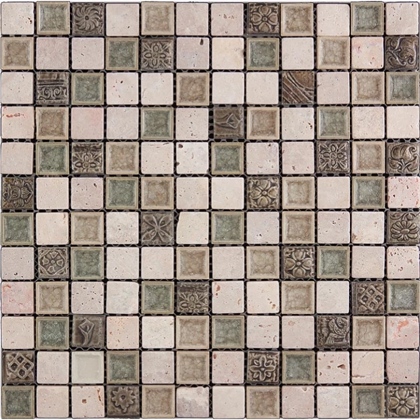 Мозаика Natural Inka BDA-2304 (FBY-04) Стекло, Травертин, Агломерат 29,8x29,8