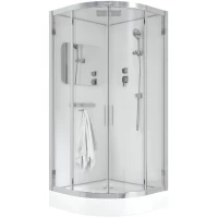 Душевая кабина Ceruttispa Viva91 90x90x215 см, с крышей, низкий поддон, профиль хром, стекло прозрачное