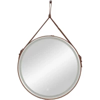 Зеркало Art&Max Milan AM-Mil-650-DS-F-Brown 65x65 см, с LED-подсветкой, сенсорным выключателем, диммером, коричневый