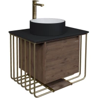 Тумба с раковиной дуб веллингтон/золотой 70 см Grossman Винтаж 107008 + GR-4040BW